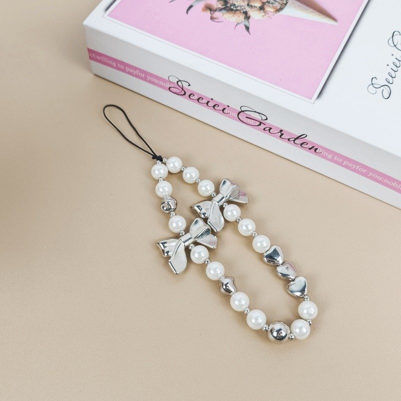 Fashion Beaded Crystal Acrylic Phone Charms Women Pendant for Purse Backpack Handbag Phonecases Chains Car key Strap Lanyard