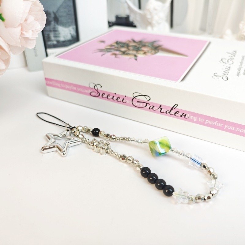 Fashion Beaded Crystal Acrylic Phone Charms Women Pendant for Purse Backpack Handbag Phonecases Chains Car key Strap Lanyard