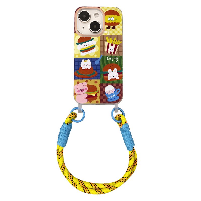 2024 Hot Selling Shockproof Cell Phone Case with Hanging Wrist Strap Rope for iPhone 11 12 13 15
