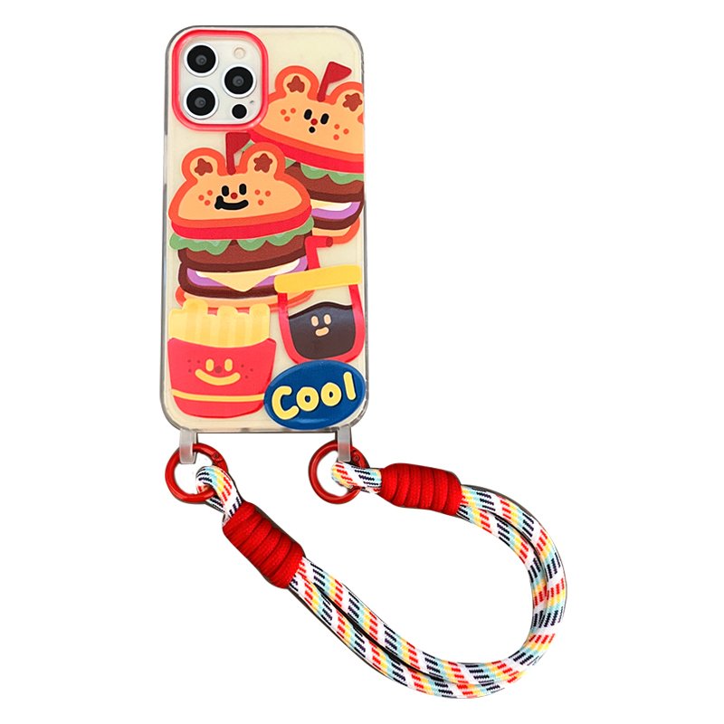 2024 Hot Selling Shockproof Cell Phone Case with Hanging Wrist Strap Rope for iPhone 11 12 13 15