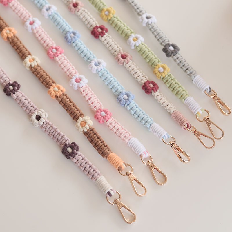 Fashion Adjustable Flower Long Rope Cotton Flower Lanyard Crossbody Phone Strap Universal For All Mobile Phone Case