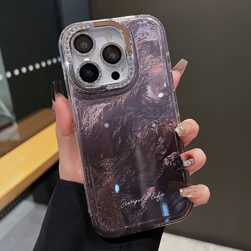 Japan and South Korea for Iphone15 Series New Phone Case 14proma Fashion Simple Half Diamond Lens Frame