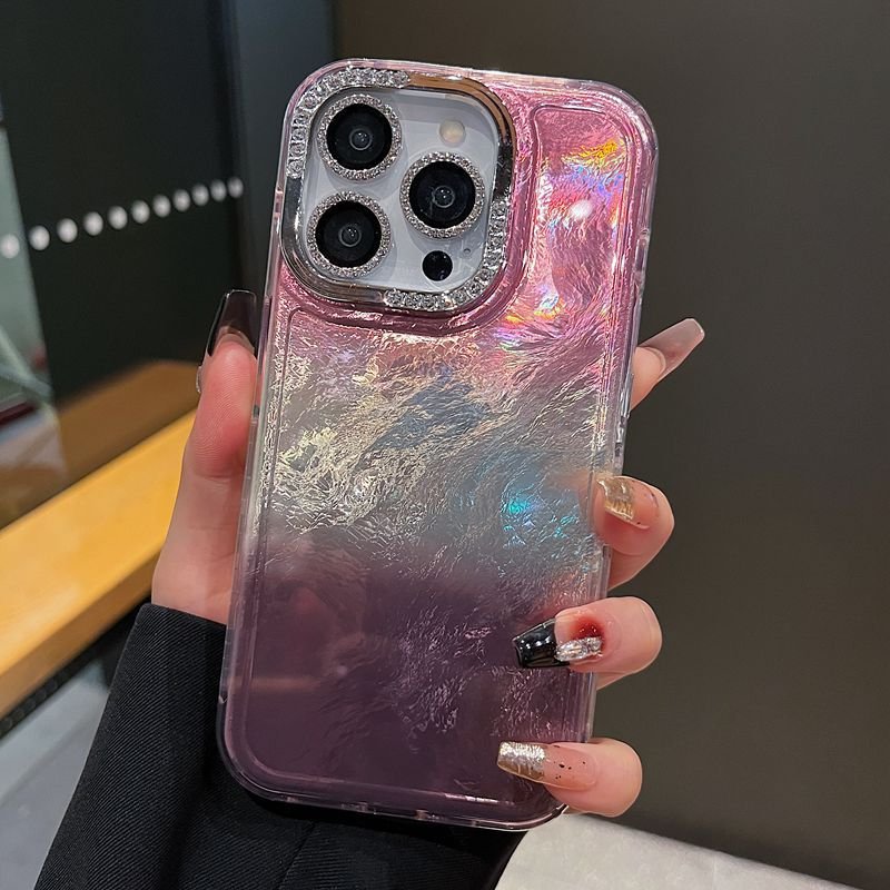 Japan and South Korea for Iphone15 Series New Phone Case 14proma Fashion Simple Half Diamond Lens Frame