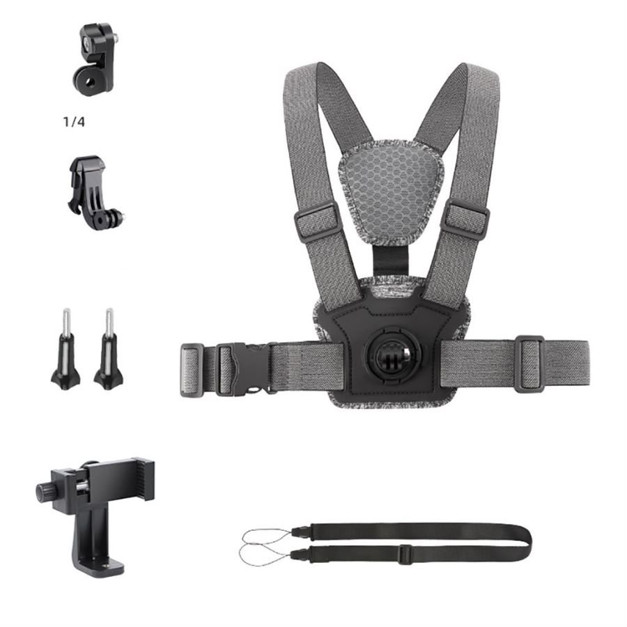 New mobile phone camera chest strap front and back shooting gopro insta360 camera holder VLONG for mountain climbing and cycling