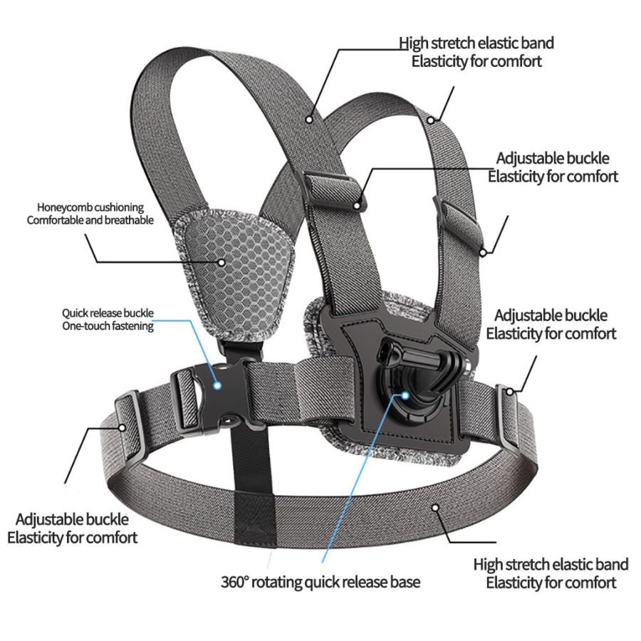 New mobile phone camera chest strap front and back shooting gopro insta360 camera holder VLONG for mountain climbing and cycling