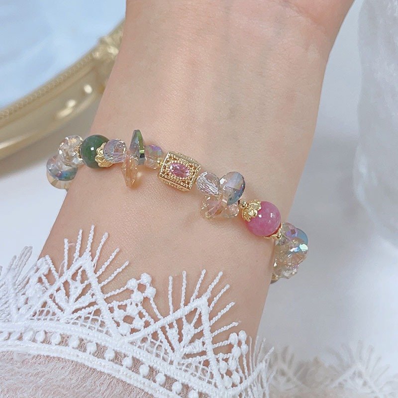 New Trendy Bohemian Handmade Stretch Rope Beaded Bracelet women Spring and Summer Crystal Candy Charm Bracelet for Girl
