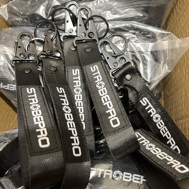 Custom Logo Brand Woven Embroidery Key Tag Nylon Car Motorcycle Lanyard Keychain Strap with Digital Printing