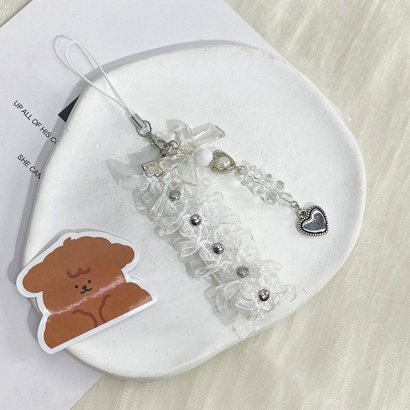 Lovely Lace Pendant Keychains Phone Cases Decoration Charms Car Key Wallet Lanyard Women Girls Promotion Gifts