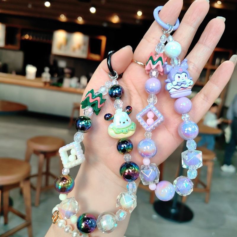 3D Creative Cute Cartoon mobile phone keychain Accessories Car Bag Pendant Sanrioes Kuromi melody keyring Key chain