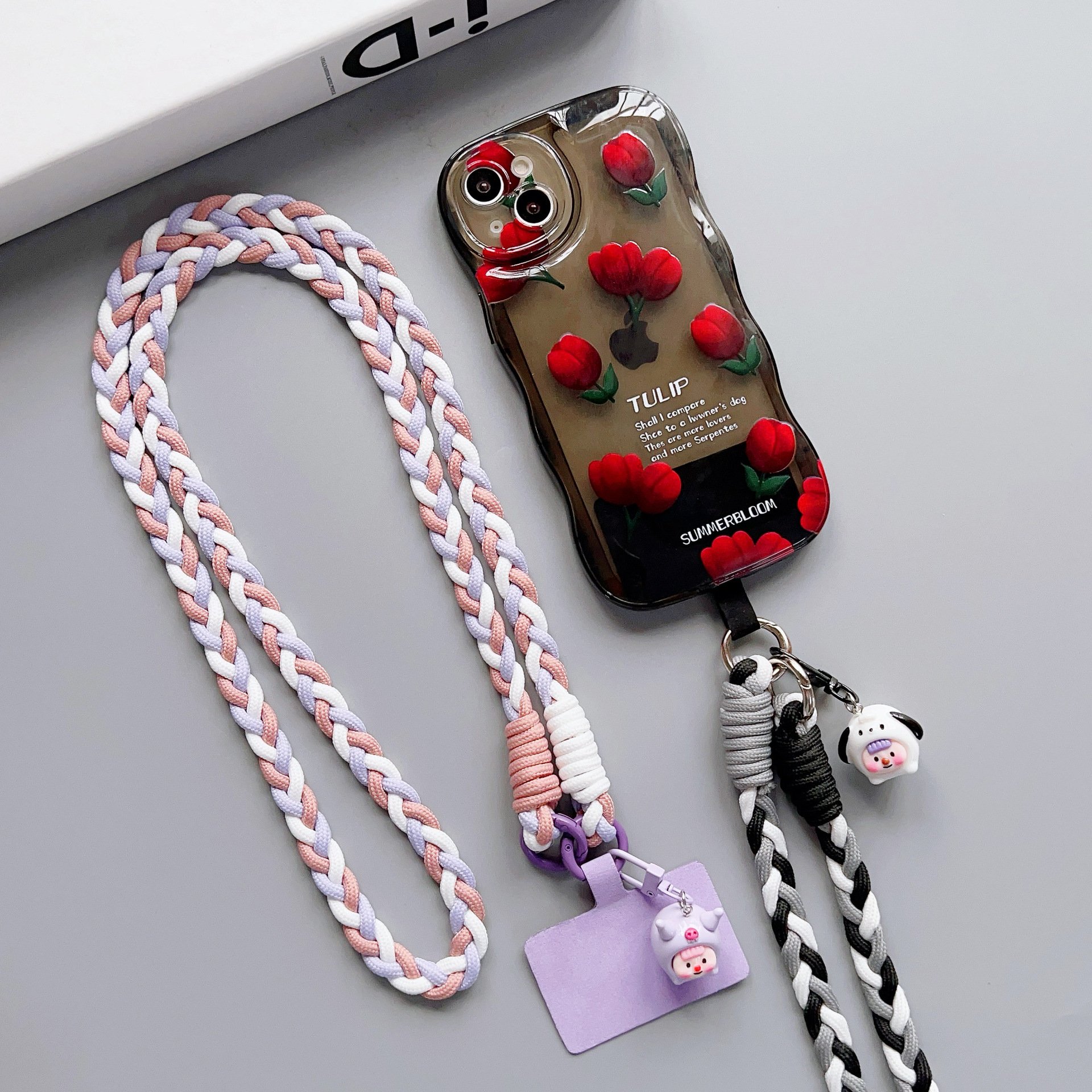 Contrasting Colors Charm Phone Case & Key Chain 120cm Necklace Lanyard Strap for Mobile Phone Case