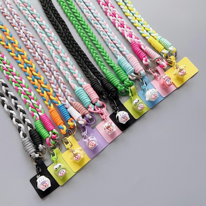 Contrasting Colors Charm Phone Case & Key Chain 120cm Necklace Lanyard Strap for Mobile Phone Case