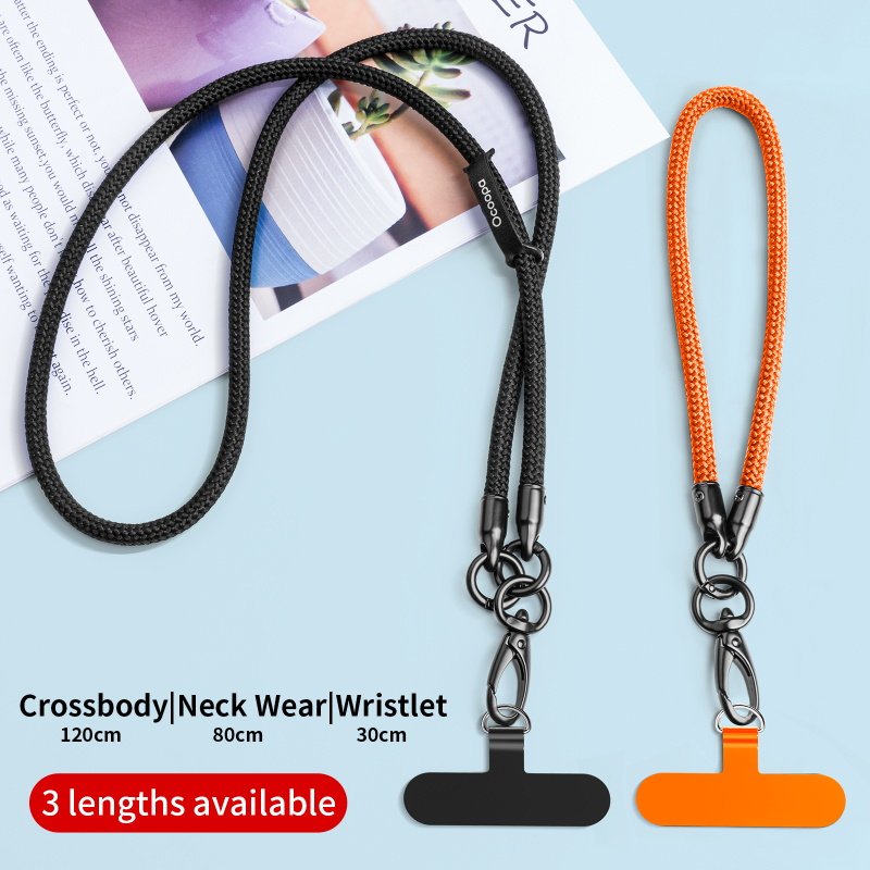 Universal Nylon Cell Phone Case with Crossbody Strap Mobile Lanyard Neck Wear Keychain Rope and Phone Tether Patch