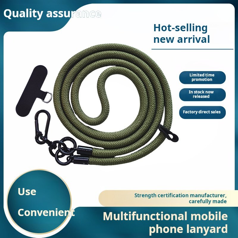 Factory Wholesale Cross-Border 8mm Bold Woven Mobile Phone Lanyard Crossbody Universal mobile phone strap anti-lost hang rope