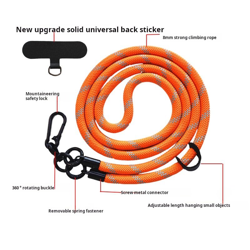 Factory Wholesale Cross-Border 8mm Bold Woven Mobile Phone Lanyard Crossbody Universal mobile phone strap anti-lost hang rope