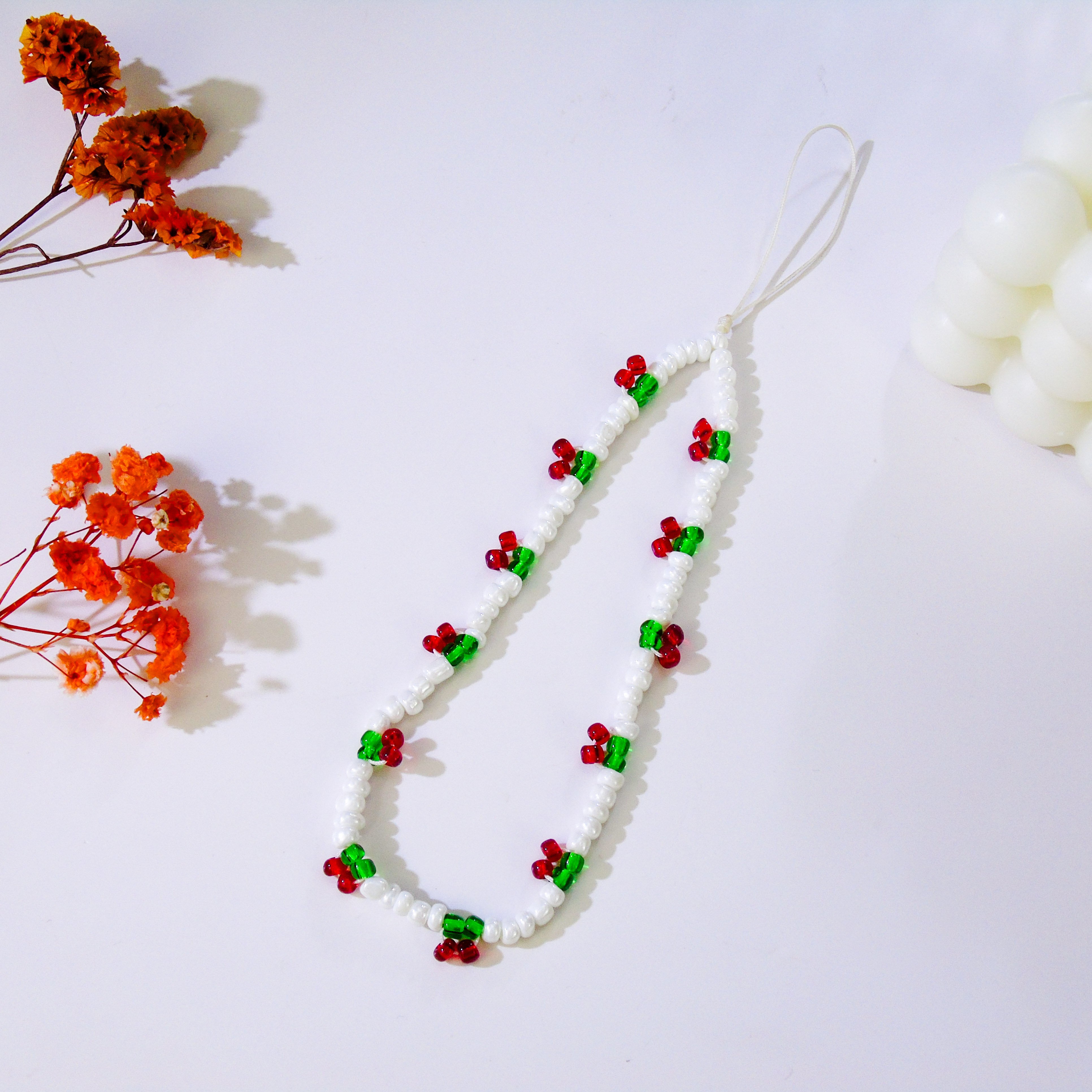 Wholesales Trendy Cherry Beaded Phone Chain Anti-Loss Wrist Strap Phone Charm For Women Gift Keychain Bag Pendant Accessories