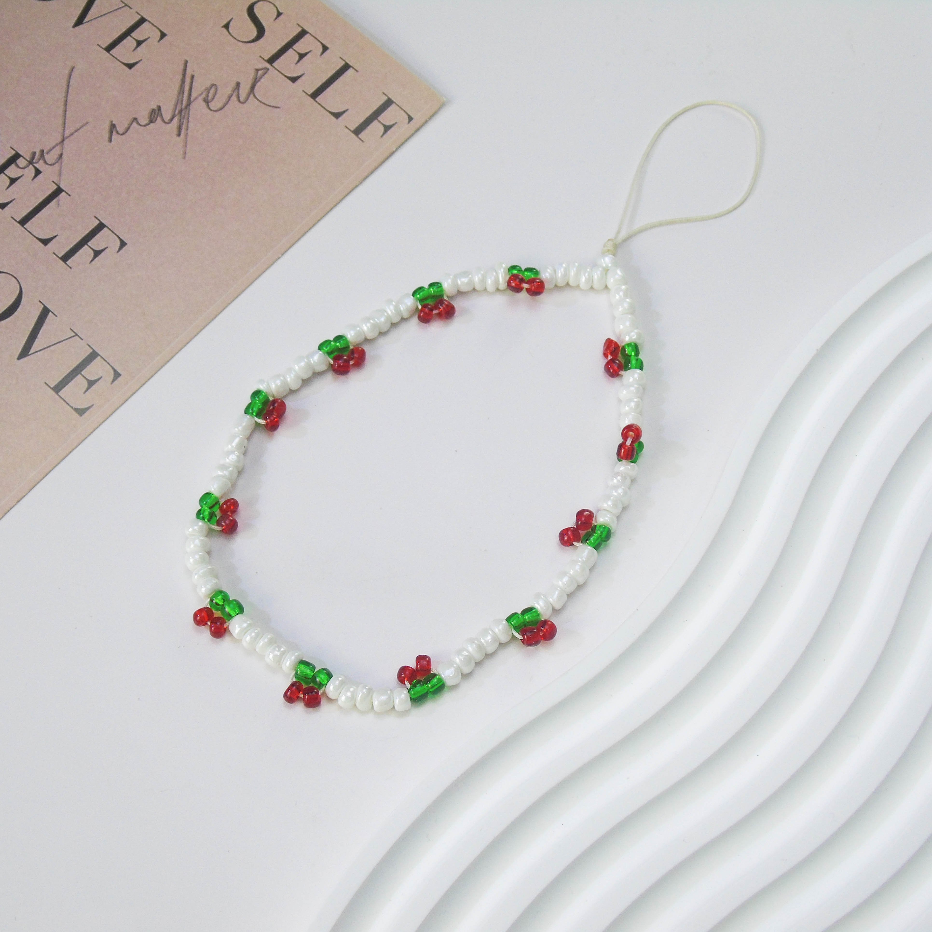 Wholesales Trendy Cherry Beaded Phone Chain Anti-Loss Wrist Strap Phone Charm For Women Gift Keychain Bag Pendant Accessories