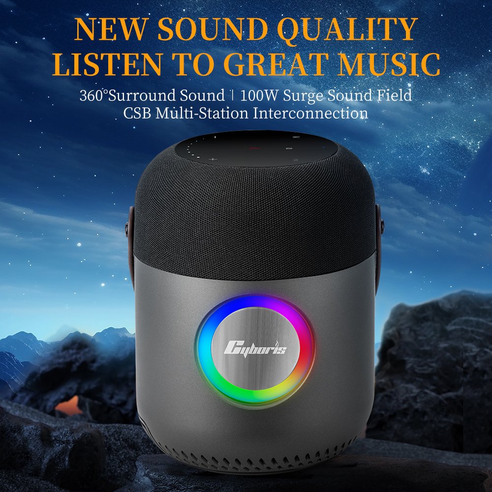 Cyboris X9 Portable BT Speaker 100W Outdoor RGB Lights Wireless Speakers Party Camping soundbox Built in Mic Support TWS/NFC/TF