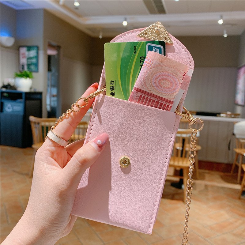 Crossbody Heart-shaped Wallet Cell Phone Case For iPhone 12 13 mini 14 15 11 Pro max Metal Chain Strap Fashion Phone Case