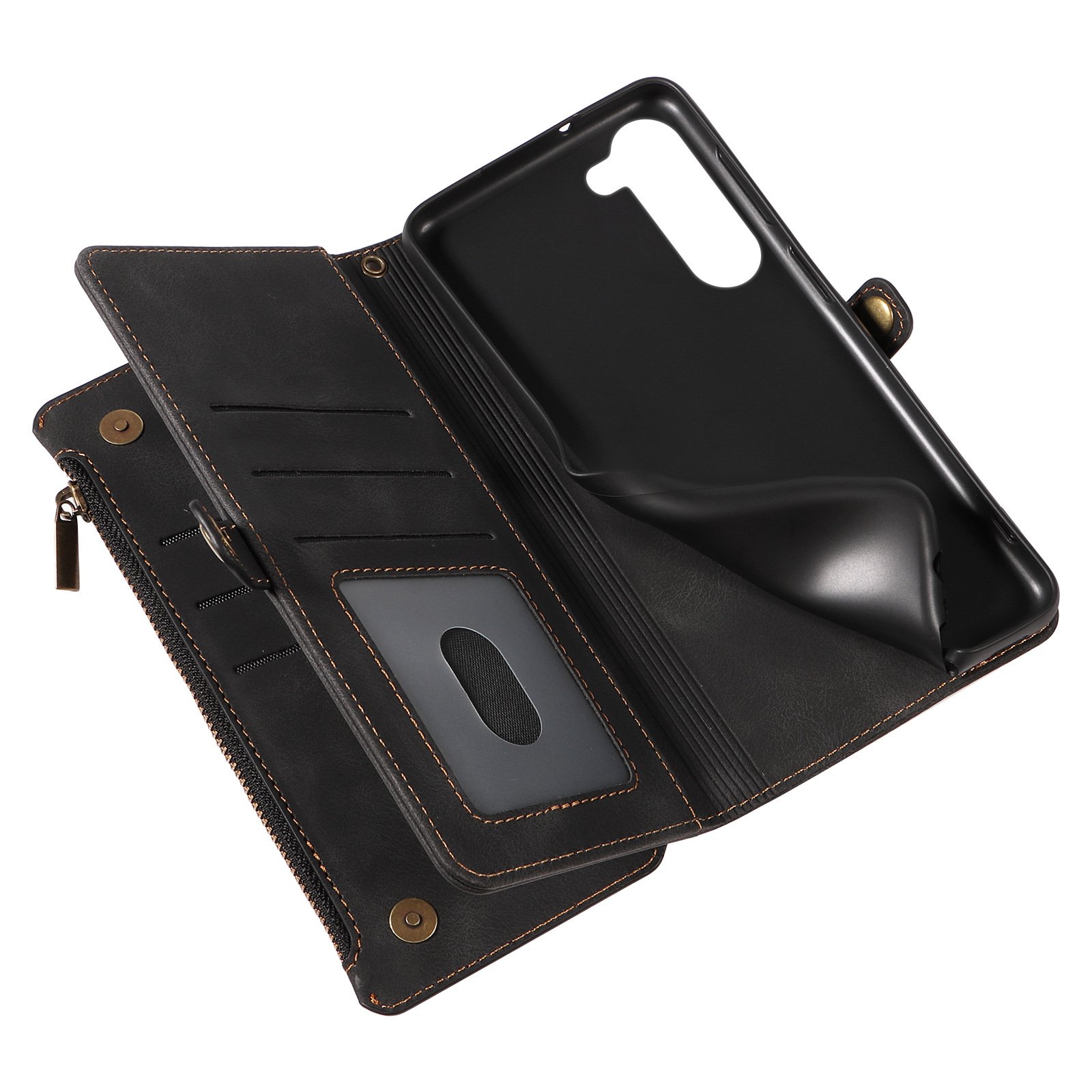 for Samsung Galaxy S23 Ultra Magnetic Leather Zipper Wallet Case with Wrist Strap for Samsung Galaxy S24 ultra