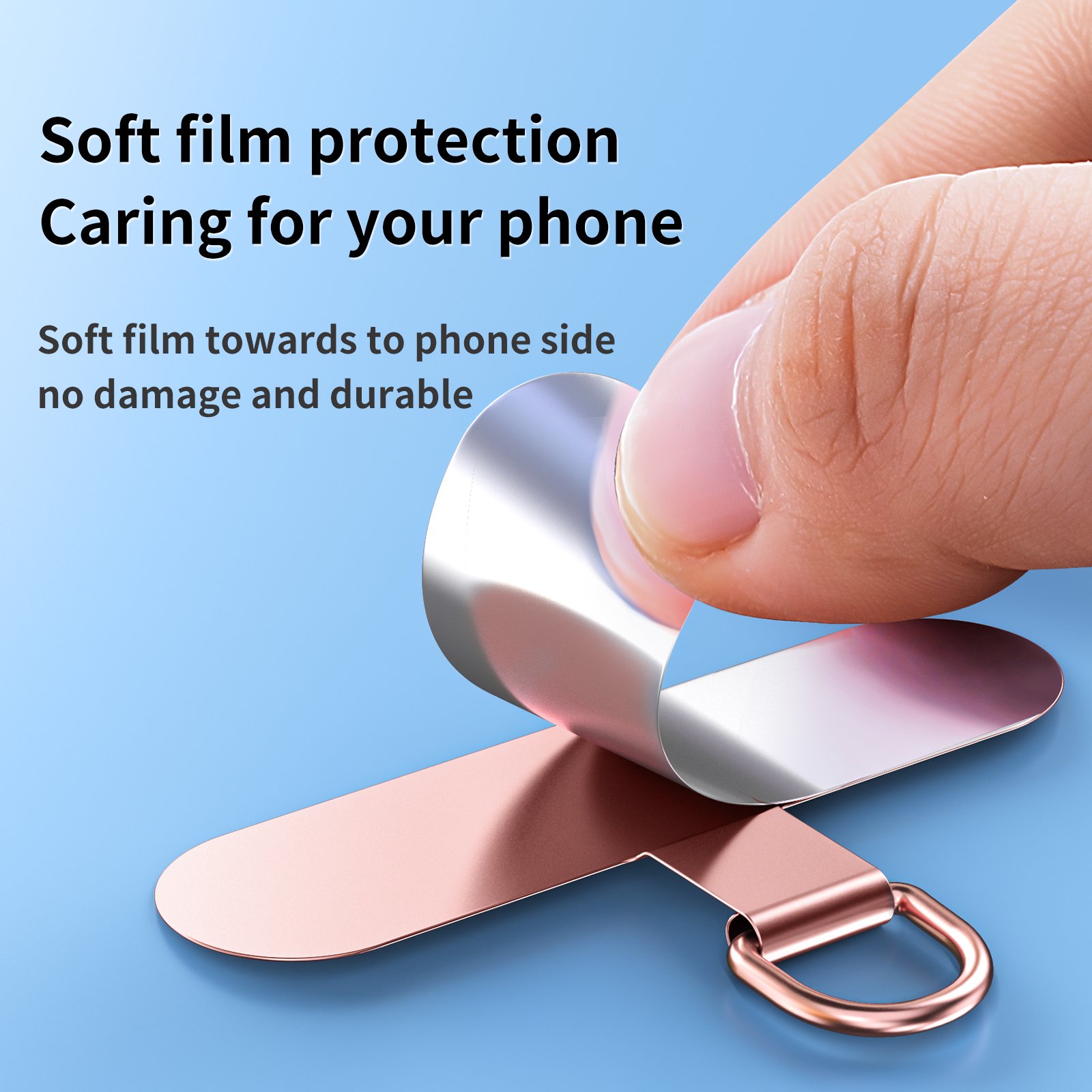 Universal Phone Lanyard Patch with Stainless steel slip D-Ring Mobile Phone Tether Tab in Rope Shape metal Phone clip