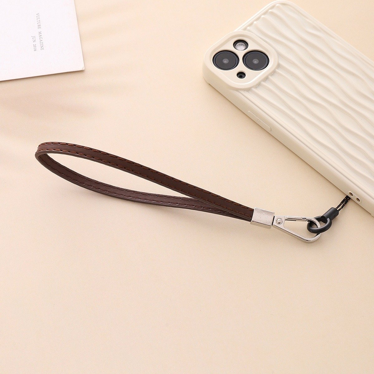 New PU Leather Phone Hanging Strap Short Phone Pendant Hands Free Phone Case Wrist Strap Accessories Bracelet