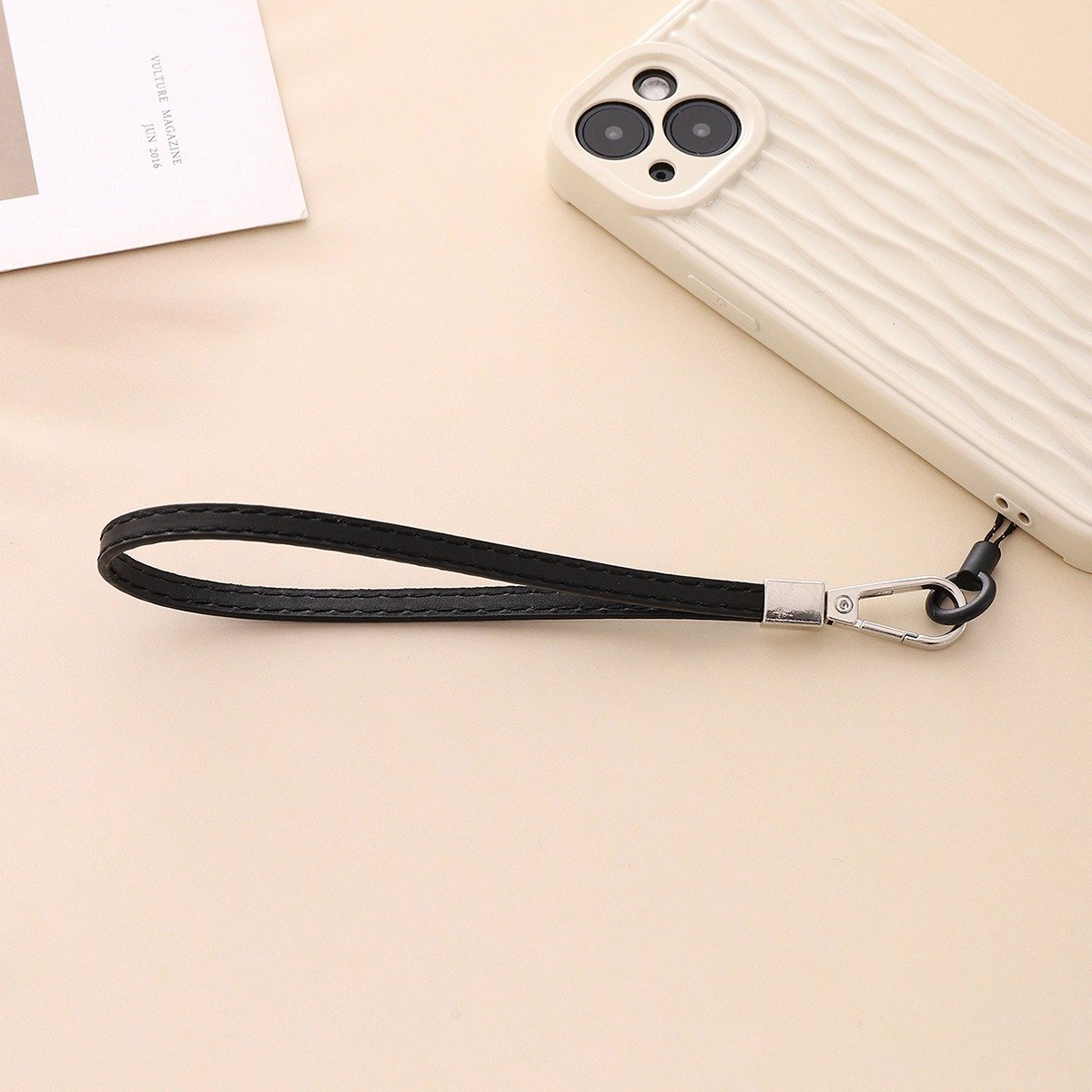 New PU Leather Phone Hanging Strap Short Phone Pendant Hands Free Phone Case Wrist Strap Accessories Bracelet