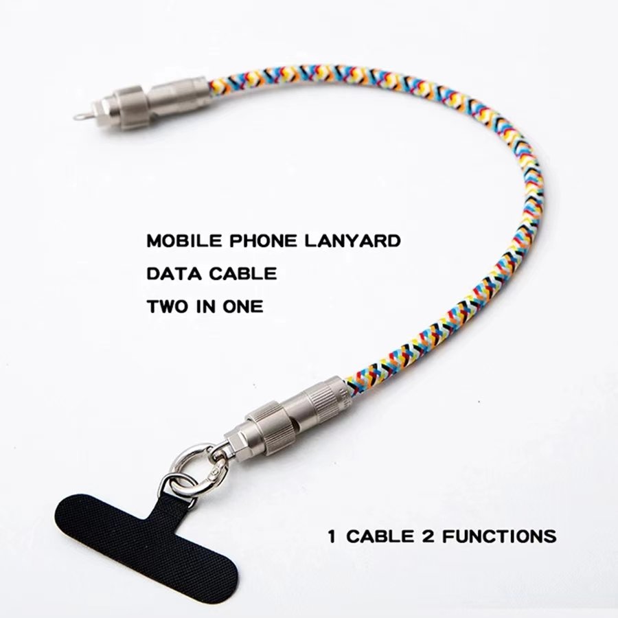 Fashion 2 in 1 Phone Lanyard Pd60W Charging Cable Tpcy-c To C Zinc Alloy Lock Halter Neck Wrist for Mobile Phone Accessories