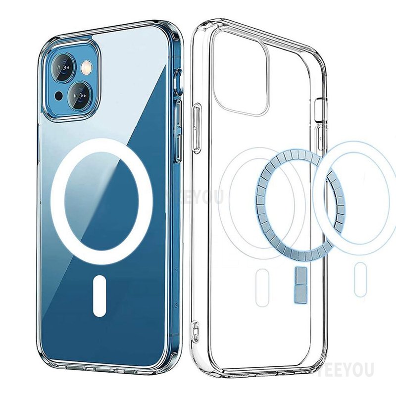 Sports Design Transparent Clear Shockproof iPhone 15 Magnet Phone Case with Wireless Charger Compatibility