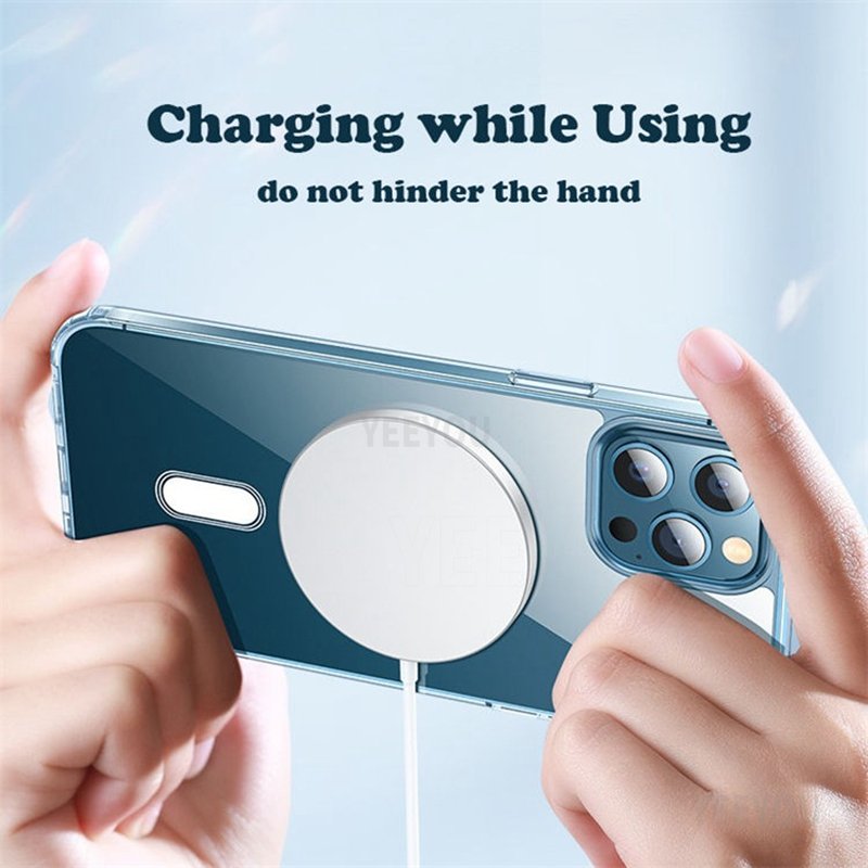 Sports Design Transparent Clear Shockproof iPhone 15 Magnet Phone Case with Wireless Charger Compatibility