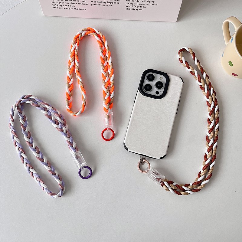 Creative Color Woven Hand Hanging Rope Mobile Phone Case Oblique Cross Hanging with Anti-Threw Artifact Neck Strap Bag