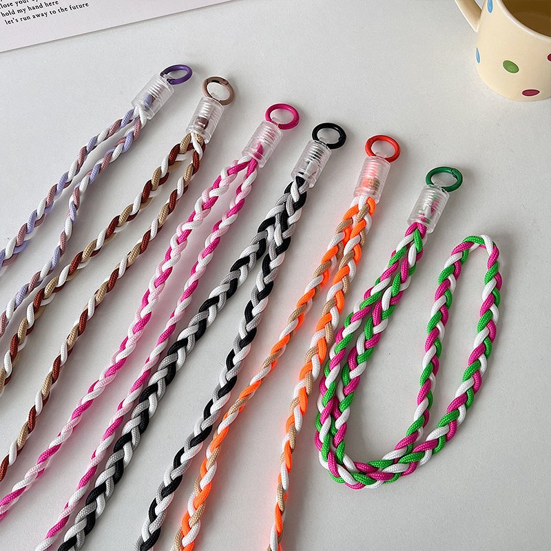 Creative Color Woven Hand Hanging Rope Mobile Phone Case Oblique Cross Hanging with Anti-Threw Artifact Neck Strap Bag