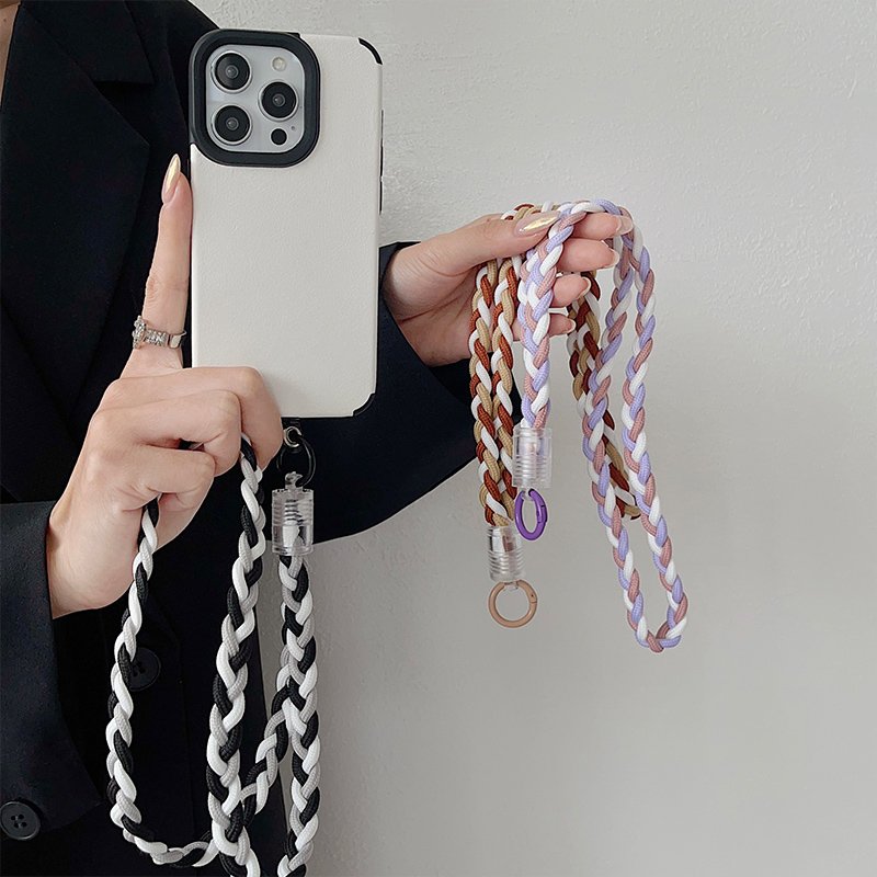 Creative Color Woven Hand Hanging Rope Mobile Phone Case Oblique Cross Hanging with Anti-Threw Artifact Neck Strap Bag
