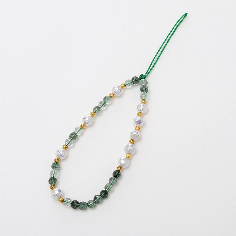 New Natural Stone Bead Mobile Phone Pendant Women Cell Phone Strap Gold Balls Pearls Beaded Phone Charm