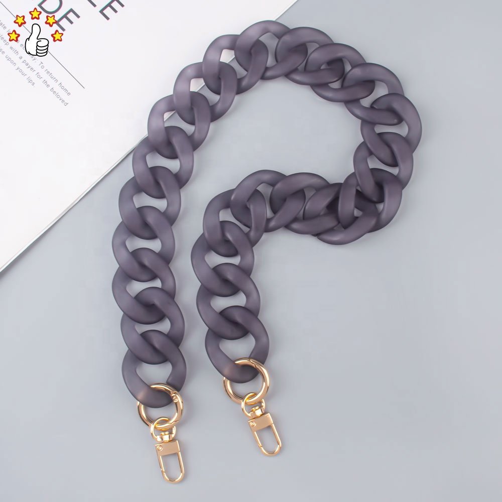 Stylish Matte Frosted Acrylic Mobile Phone Chain DIY Transparent Grey Cell Phone Strap
