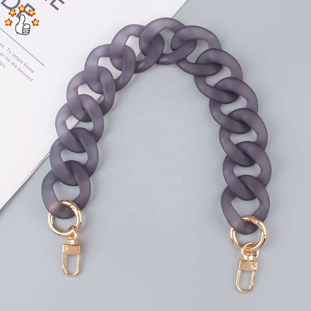 Stylish Matte Frosted Acrylic Mobile Phone Chain DIY Transparent Grey Cell Phone Strap