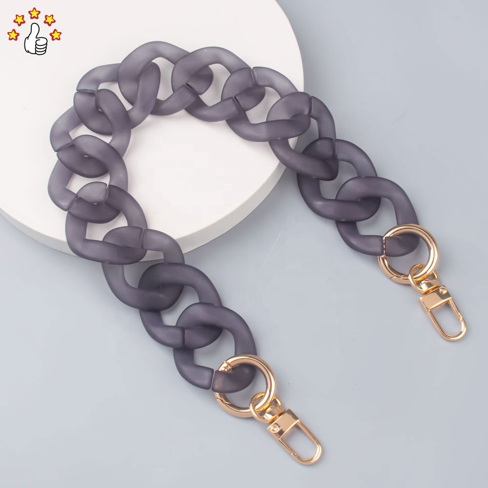 Stylish Matte Frosted Acrylic Mobile Phone Chain DIY Transparent Grey Cell Phone Strap