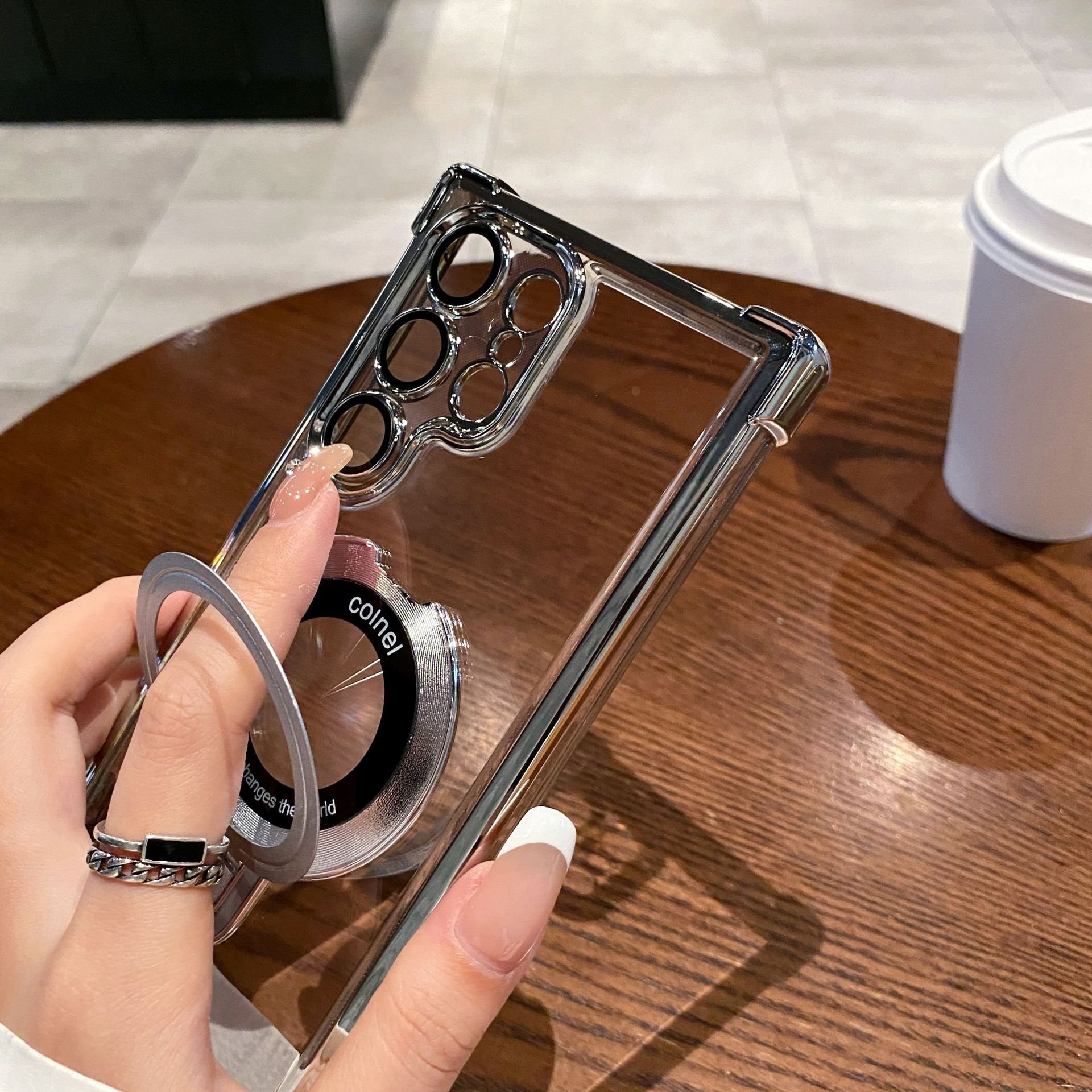 New Magnetic holder Acrylic Mobile Phone Case For Samsung Galaxy S25 S24 S23 S22 S21 ultra clear stand Shockproof Back Cover