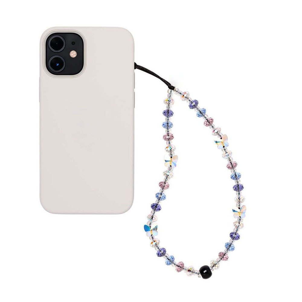 KKBAED design glass crystal personality small butterfly mobile phone chain diy handmade beaded rope