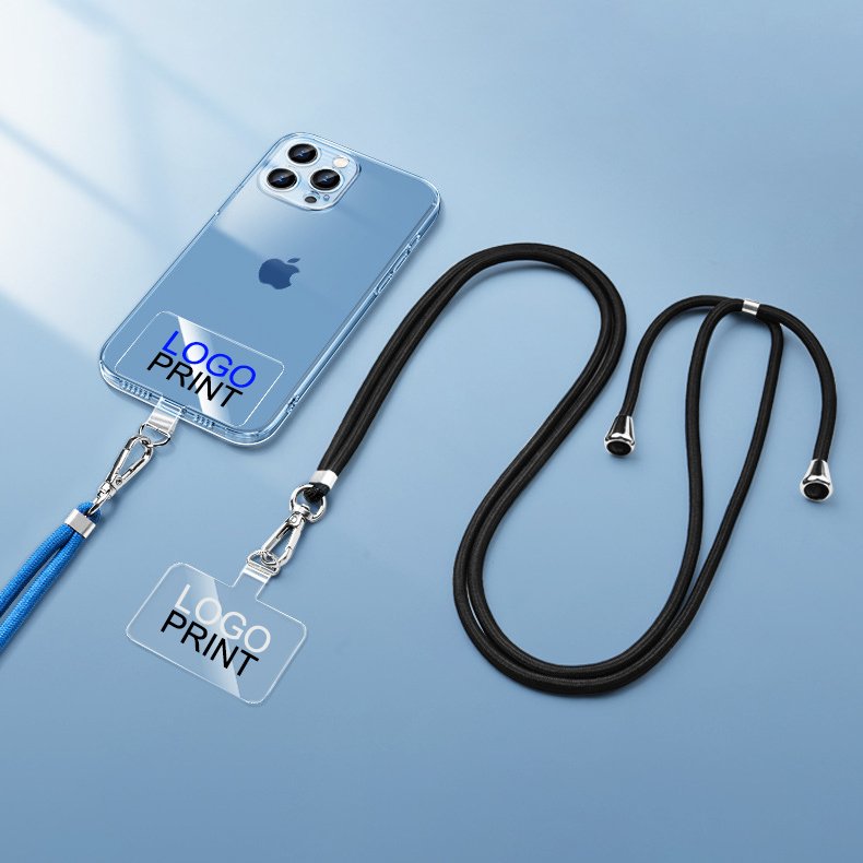 Custom Phone Necklace Strap Holder Patch Logo Lanyard PVC Strap Transparent Mobile Phone Pads Customized Strap Adjustable
