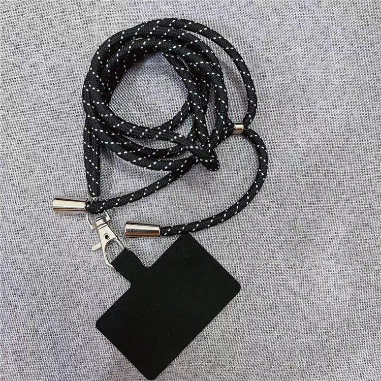 Black Polyester Phone Case Strap Adjustable Crossbody Lanyard with Keychain for Phone Badge Necklace nylon Phone Charm Accessory
