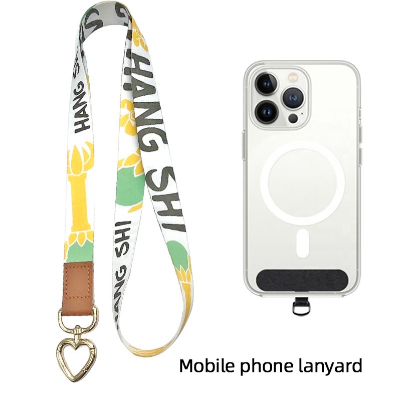 Custom Round Lanyards Mobile Phone Strap Lanyards With Custom Faux Leather Logo Promotion Gifts Straps For Cell Phones