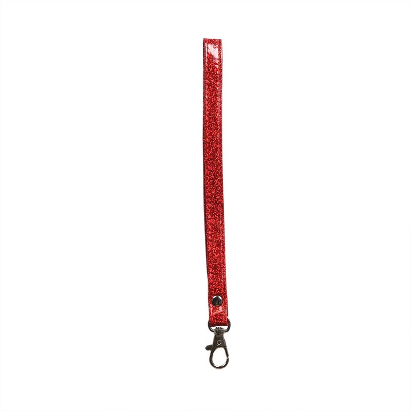 Universal Flash Powder Leather Sleeve Series Mobile Phone Lanyard Solid Color Simple Metal Keychain Business wrist strap