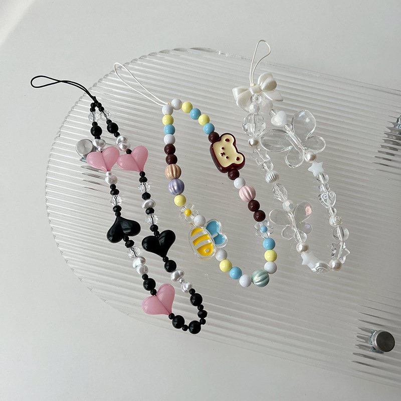 Acrylic cellphone strap Mobile Phone Beads Wrist Strap Phone Chain Strap Personalized Beaded Lanyard Wrist Charm Bracelet