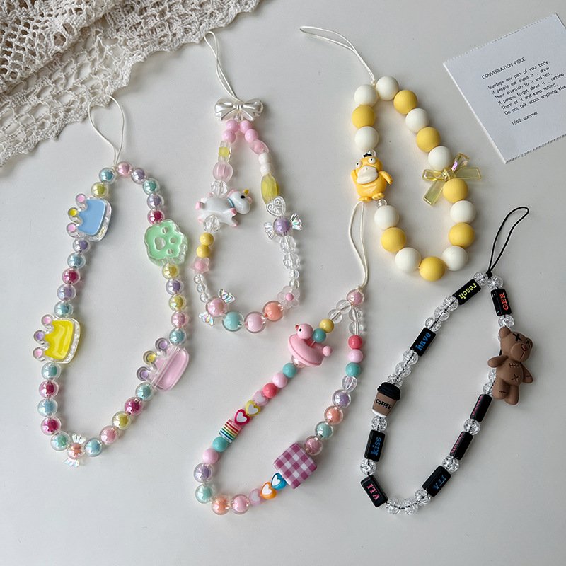 Acrylic cellphone strap Mobile Phone Beads Wrist Strap Phone Chain Strap Personalized Beaded Lanyard Wrist Charm Bracelet