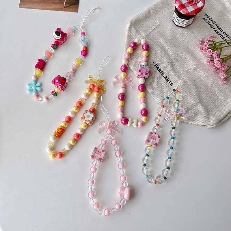 Acrylic cellphone strap Mobile Phone Beads Wrist Strap Phone Chain Strap Personalized Beaded Lanyard Wrist Charm Bracelet