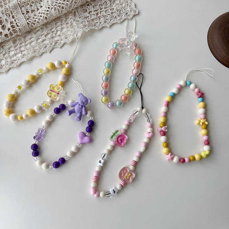 Acrylic cellphone strap Mobile Phone Beads Wrist Strap Phone Chain Strap Personalized Beaded Lanyard Wrist Charm Bracelet