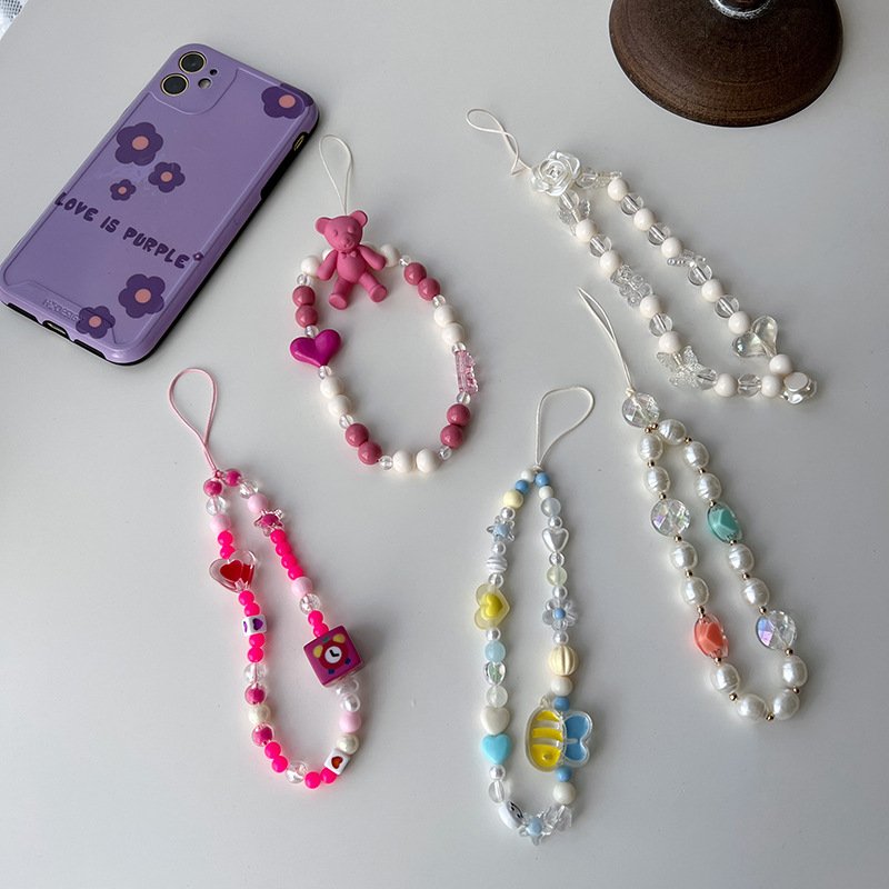 Acrylic cellphone strap Mobile Phone Beads Wrist Strap Phone Chain Strap Personalized Beaded Lanyard Wrist Charm Bracelet