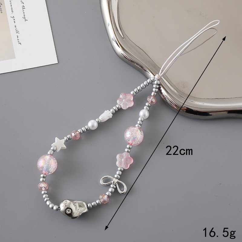 Sweet Cute Cartoon Animal Phone Charm Packaging Strap Lanyard Crystal Beads Mobile Phone Chain