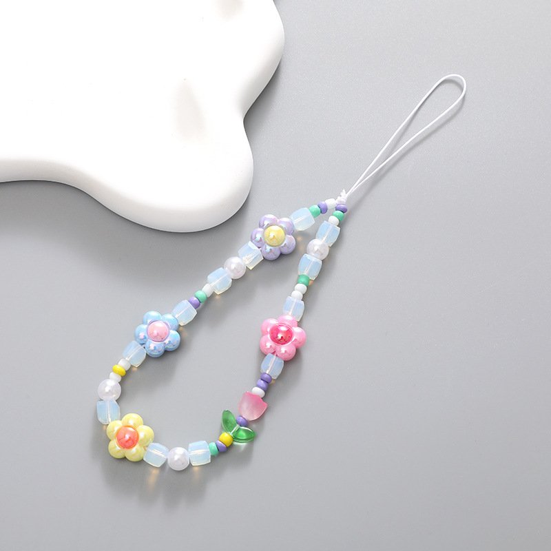 Sweet Cute Cartoon Animal Phone Charm Packaging Strap Lanyard Crystal Beads Mobile Phone Chain