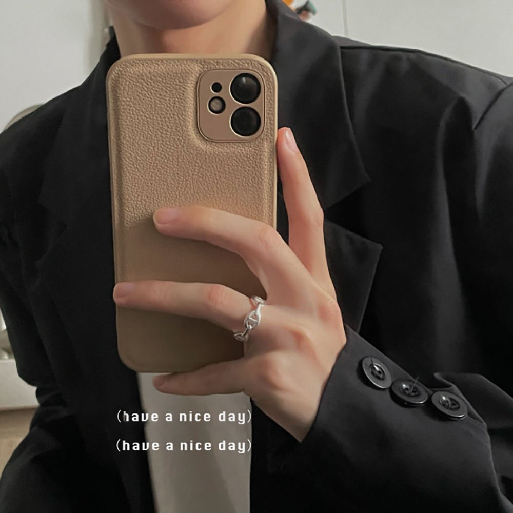 Soft Touch tpu pu leather mobile protect cover Beige Brown Pebble Litchi cell phone case for iPhone 15 14 pro max 13 12 Max